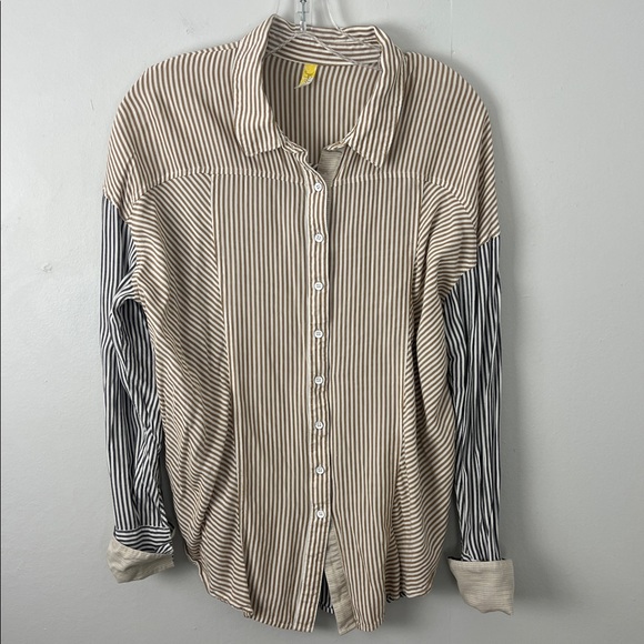 Free People Striped Button-Up Shirt - Picture 1 of 5